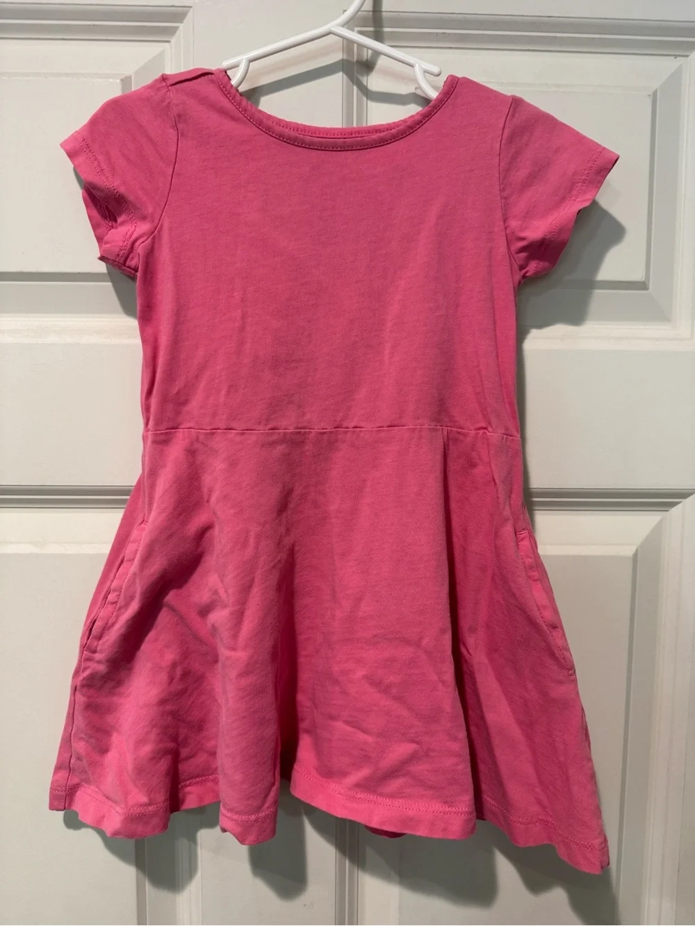 Primary Pink Short Sleeve Skater Dress